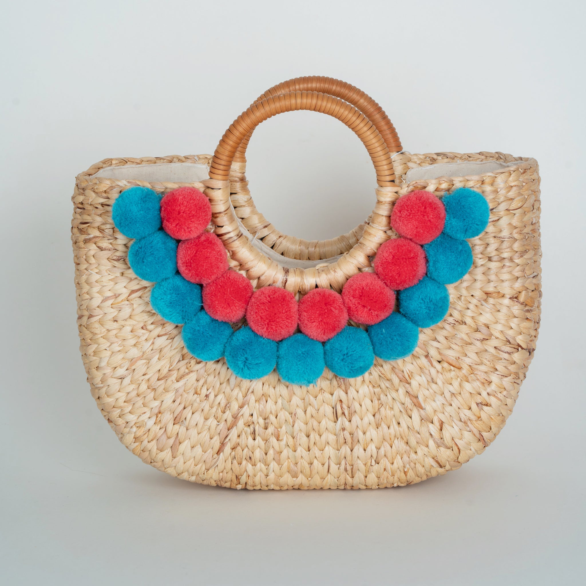 Water Hyacinth Hand Bag with Pompom – Sunday in Hoi An